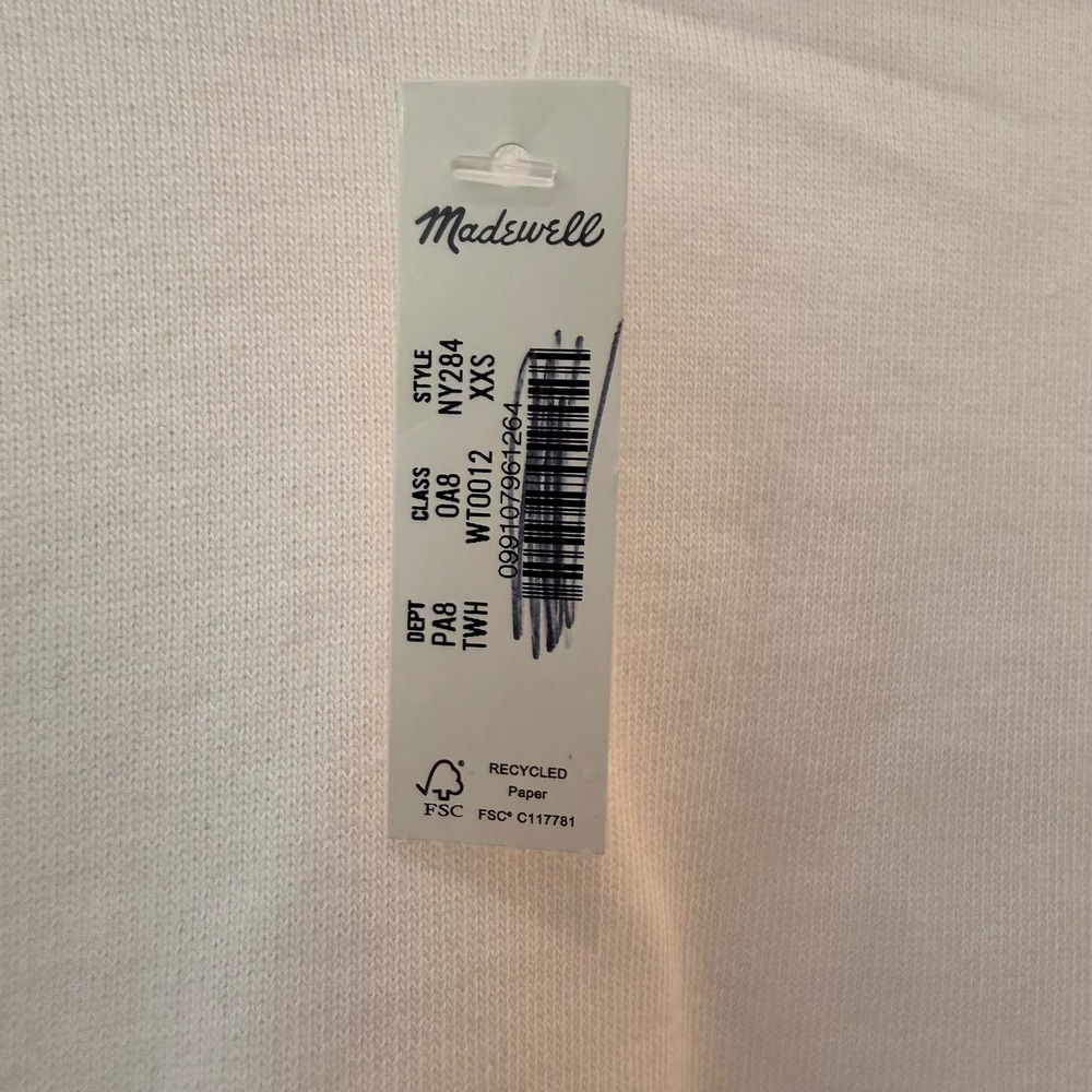 Madewell Sweatshirt Crewneck Varsity Stripe Oversized White Blue NY284 XXS NWT - Picture 11 of 14